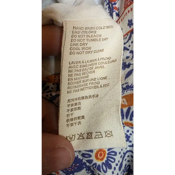 Anthro Let Me Be Patchwork Floral Jumpsuit S White Blue - Picture 11 of 12